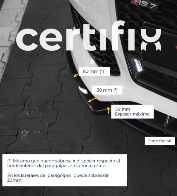 medidas homologacion aleron delantero