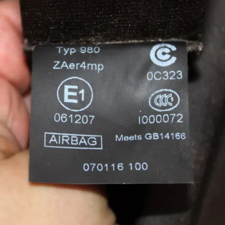 Etiqueta de homologación cinturón de seguridad