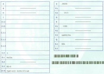 Permiso de circulacion - reverso