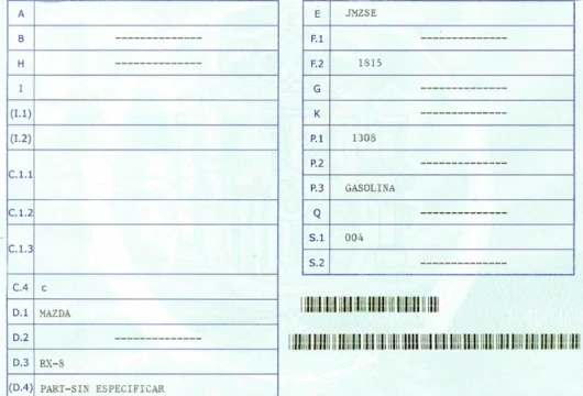 Permiso de circulacion - reverso